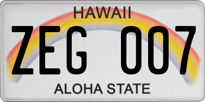 HI license plate ZEG007