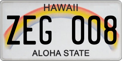 HI license plate ZEG008