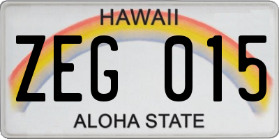 HI license plate ZEG015
