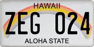 HI license plate ZEG024