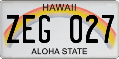 HI license plate ZEG027