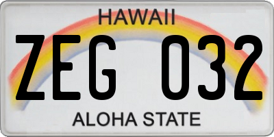HI license plate ZEG032
