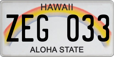 HI license plate ZEG033