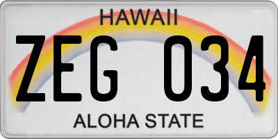 HI license plate ZEG034