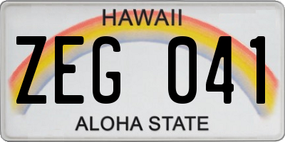 HI license plate ZEG041