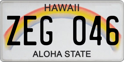 HI license plate ZEG046