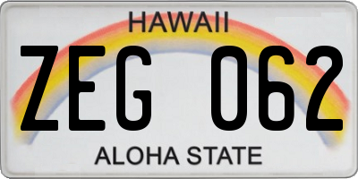 HI license plate ZEG062