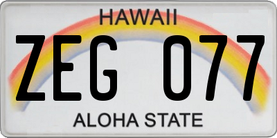 HI license plate ZEG077