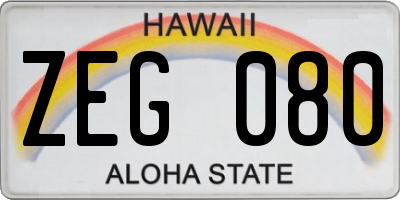 HI license plate ZEG080