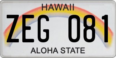 HI license plate ZEG081
