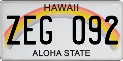 HI license plate ZEG092