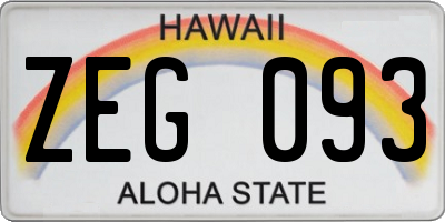 HI license plate ZEG093