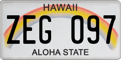 HI license plate ZEG097