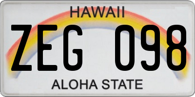 HI license plate ZEG098