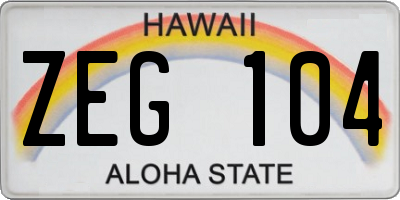 HI license plate ZEG104