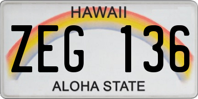 HI license plate ZEG136