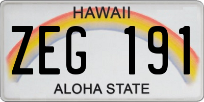 HI license plate ZEG191