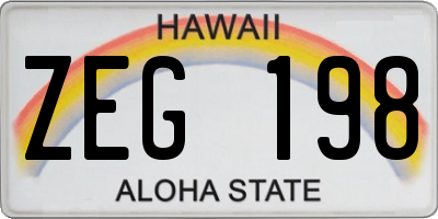 HI license plate ZEG198