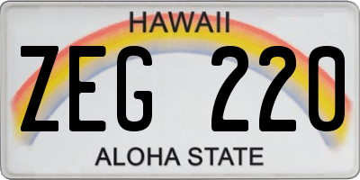 HI license plate ZEG220