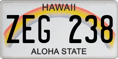 HI license plate ZEG238