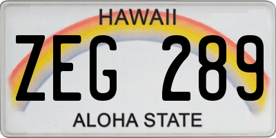 HI license plate ZEG289
