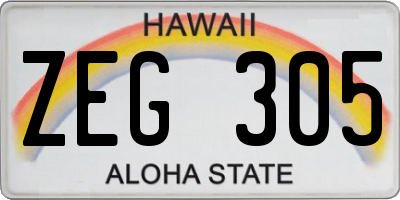 HI license plate ZEG305