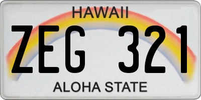 HI license plate ZEG321