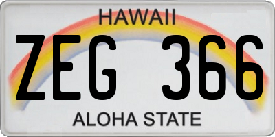 HI license plate ZEG366