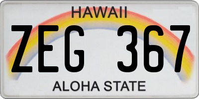 HI license plate ZEG367