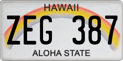 HI license plate ZEG387