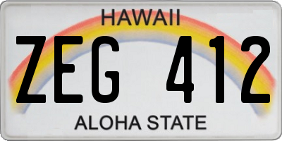 HI license plate ZEG412