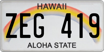 HI license plate ZEG419