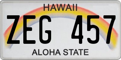 HI license plate ZEG457