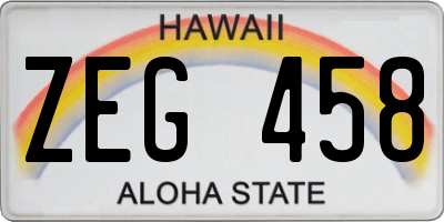 HI license plate ZEG458