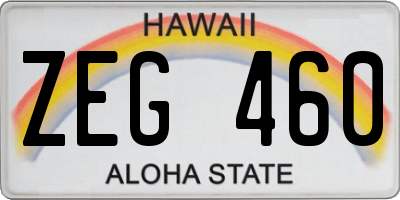 HI license plate ZEG460