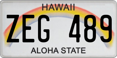 HI license plate ZEG489