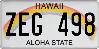 HI license plate ZEG498