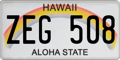 HI license plate ZEG508