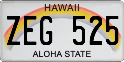 HI license plate ZEG525