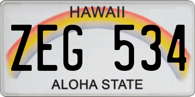 HI license plate ZEG534