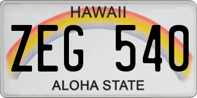 HI license plate ZEG540