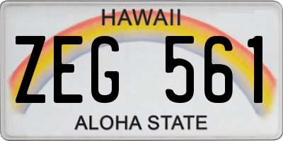 HI license plate ZEG561