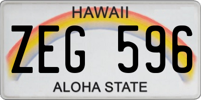 HI license plate ZEG596