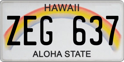 HI license plate ZEG637