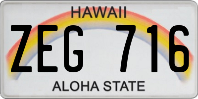 HI license plate ZEG716