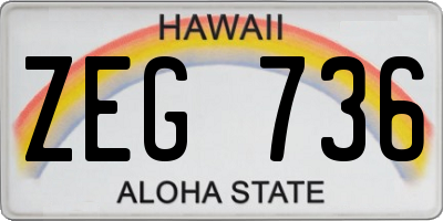 HI license plate ZEG736