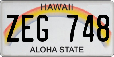 HI license plate ZEG748