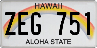 HI license plate ZEG751