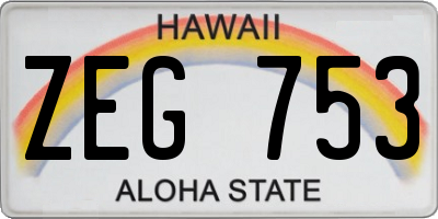 HI license plate ZEG753