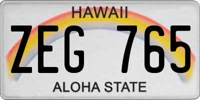 HI license plate ZEG765